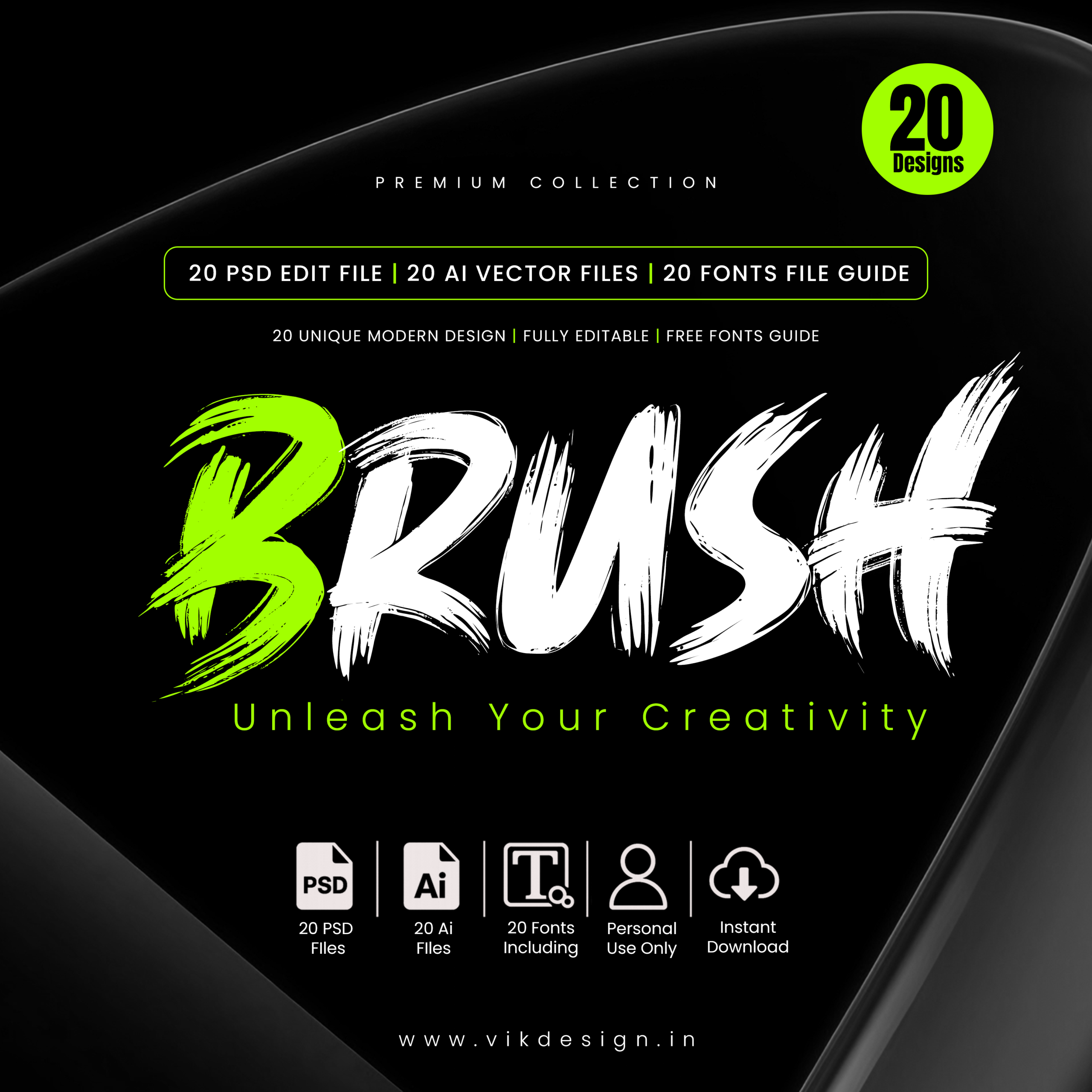 20 Brush Fonts Bundle & Edit Files